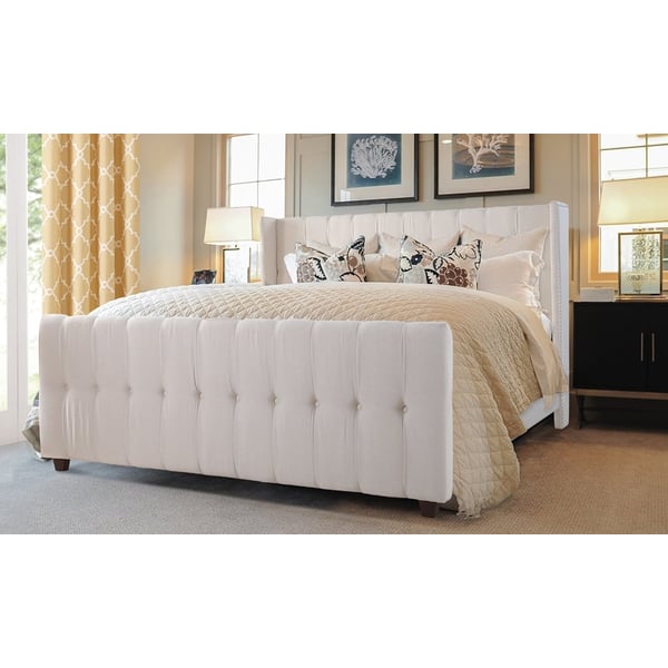 White tufted platform bed deals