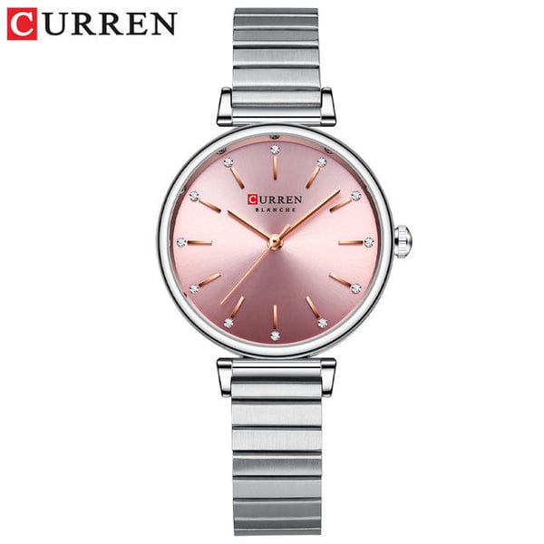 Curren CRN9081-SLVR/PINK-Stainless Steel Luxury Fashion Wristwatch