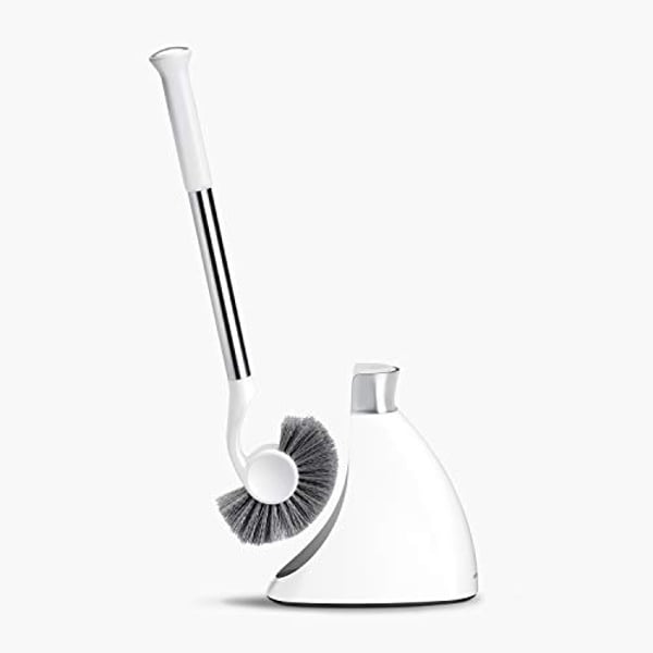 Simplehuman Toilet Brush With Caddy, Stainless Steel, White