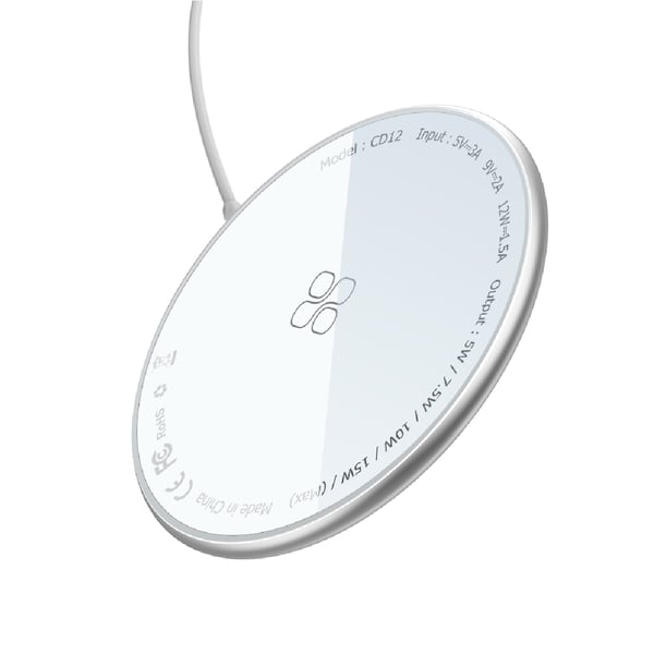 Promate 15W Magnetic Wireless Charger with USB-C Connector for iPhone 12/Galaxy 21, MagTag-15W White Promate 15W Magnetic Wireless Charger with USB-C Connector for iPhone 12/Galaxy 21, MagTag-15W White