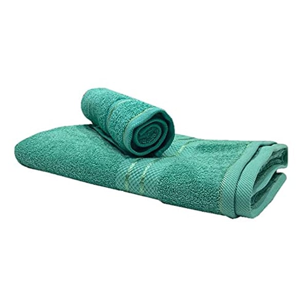 Buy Bath And Hand Towel Set Of 2 Dark Green 100 Cotton Byft