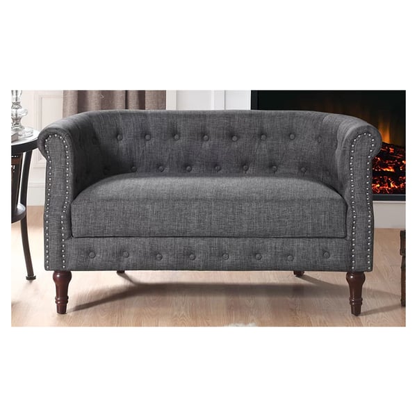 Edmeston Chesterfield Loveseat in Grey Color Edmeston Chesterfield Loveseat in Grey Color