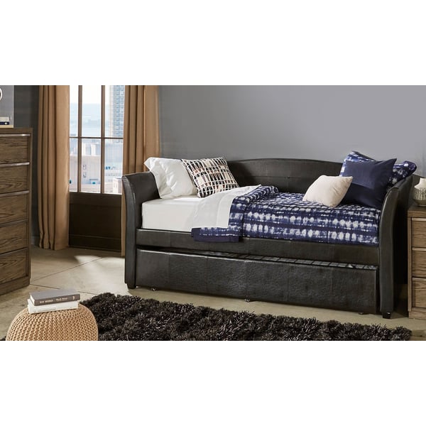 Faux leather shop daybed with trundle