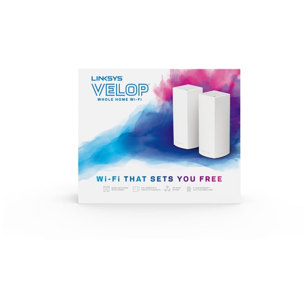 Linksys WHW0302 Velop Tri-Band AC4400 Modular True Whole Home Wi-Fi Mesh System - Pack of 2 Linksys WHW0302 Velop Tri-Band AC4400 Modular True Whole Home Wi-Fi Mesh System - Pack of 2