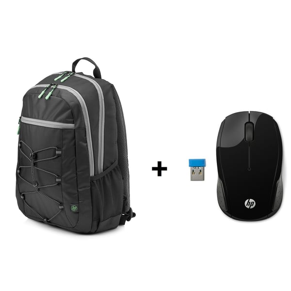 HP 1LU22AA Active Backpack Black 15.6inch + X6W31AA 200 Wireless Mouse Black price in Bahrain