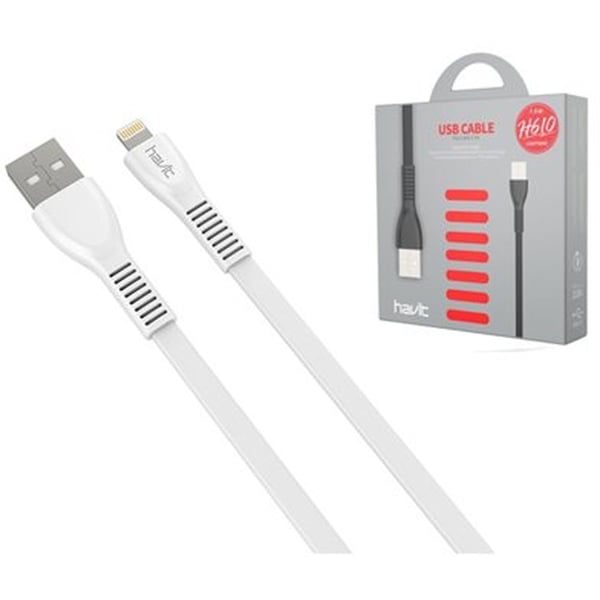 Havit HV-H610 Lightning To USB2.0 Flat Charging Cable 1m White Havit HV-H610 Lightning To USB2.0 Flat Charging Cable 1m White