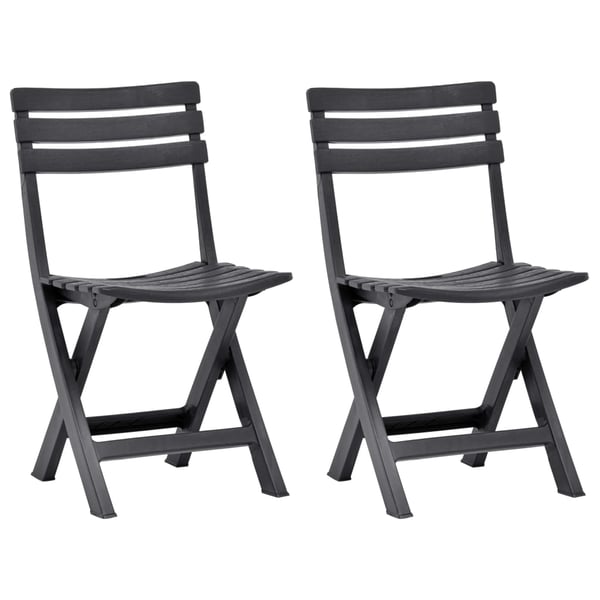 vidaXL Folding Garden Chairs 2 pcs Plastic Anthracite vidaXL Folding Garden Chairs 2 pcs Plastic Anthracite