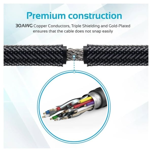 Promate High Definition Right Angle 4K HDMI Audio Video Cable 5m