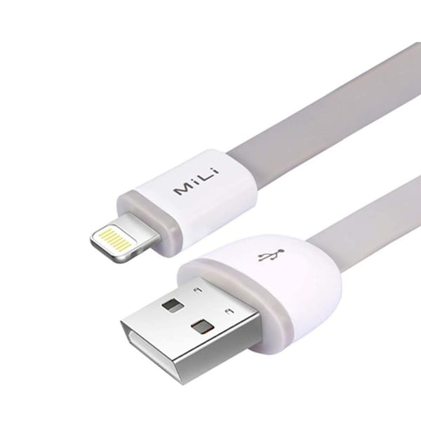 Mili Lightning To Usb-a Flat Cable Apple Mfi Certified Charge & Sync Rust Resistant For Ios Devices Iphone / Ipad / Ipod - Pvc - 1m - White
