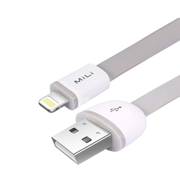 Mili Lightning To Usb-a Flat Cable Apple Mfi Certified Charge & Sync Rust Resistant For Ios Devices Iphone / Ipad / Ipod - Pvc - 1m - White Mili Lightning To Usb-a Flat Cable Apple Mfi Certified Charge & Sync Rust Resistant For Ios Devices Iphone / Ipad / Ipod - Pvc - 1m - White