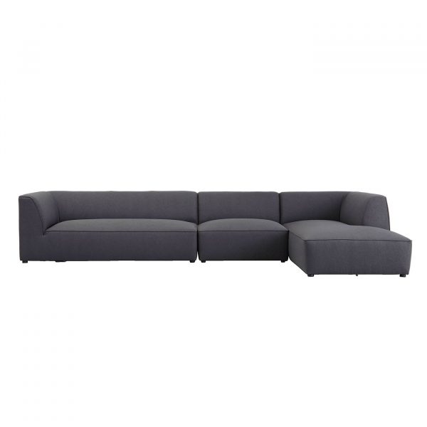 Asghar Furniture -Opal L-Shaped Sofa Set - Black