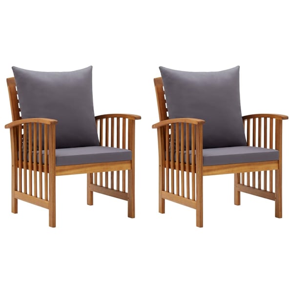 Vidaxl Garden Chairs With Cushions 2 Pcs Solid Acacia Wood