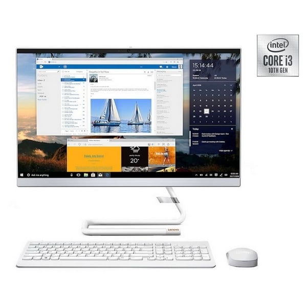 Lenovo ideacentre A340-22IWL All-in-One Desktop - Core i3 2.1GHz 4GB 1TB Shared Win10 21.5inch FHD Foggy White Arabic/English Keyboard