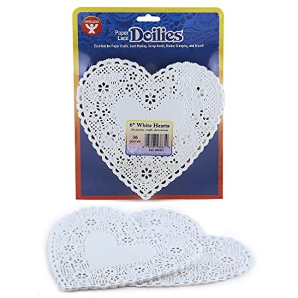 Hygloss Products Heart Paper Doilies - 6 Inch White Lace Doily For Decorations, Crafts, Parties, 36 Pack Hygloss Products Heart Paper Doilies - 6 Inch White Lace Doily For Decorations, Crafts, Parties, 36 Pack