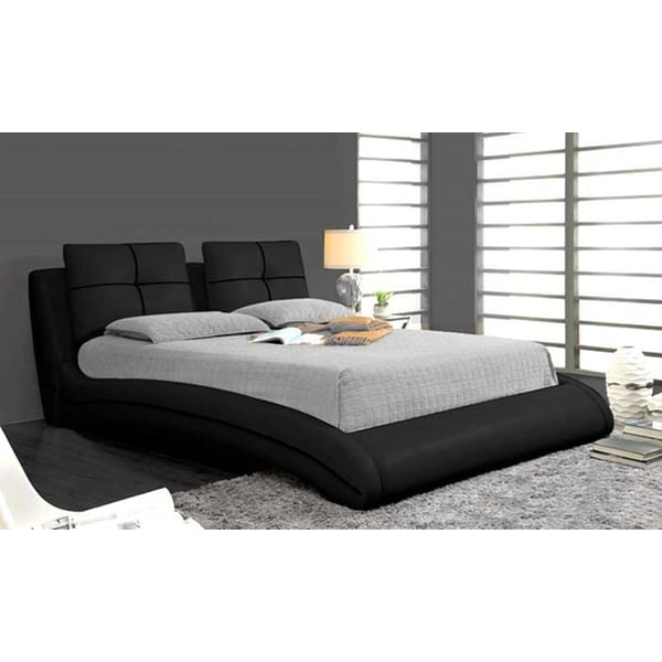 Upholstered Curved Bed Frame Super King With Mattress Black