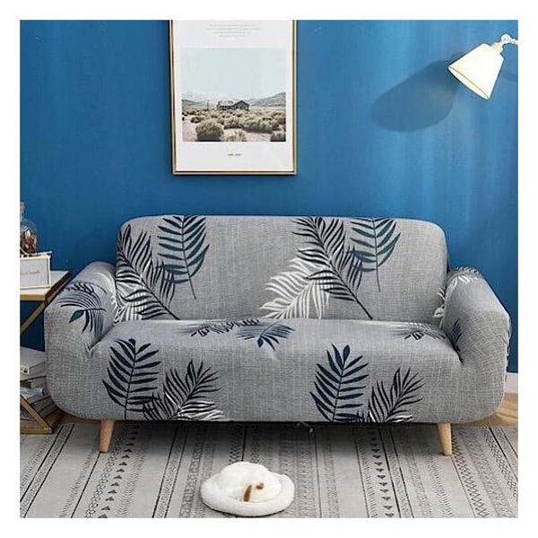 Two Seater Sofa Cover Leaves Design Multicolor 145-185cm