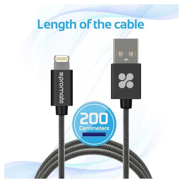 Promate Lightning Cable 2m Black