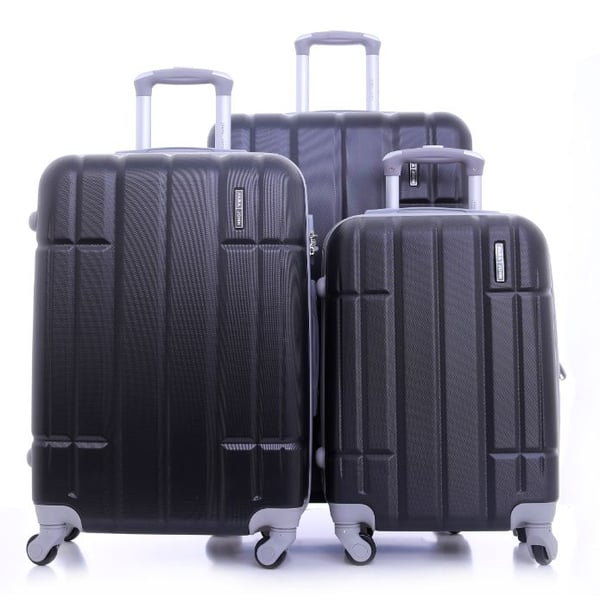 Para John ABS Luggage Travel Trolley With 4 Wheels 3pcs Set Black