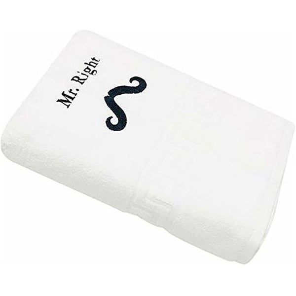 Personalized For You Cotton White Mr. Right Embroidery Bath Towel 70*140 cm