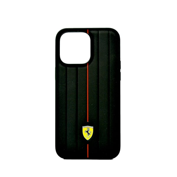 Ferrari Leather Case With Embossed Stripes Yellow Shield Logo For Iphone 14 Pro Max Black Ferrari Leather Case With Embossed Stripes Yellow Shield Logo For Iphone 14 Pro Max Black