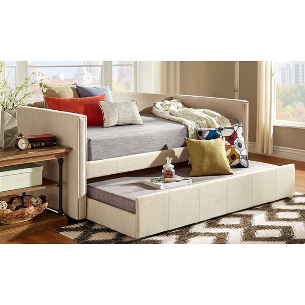 Shelter Arm Daybed and Trundle Day Bed With Trundle Beige