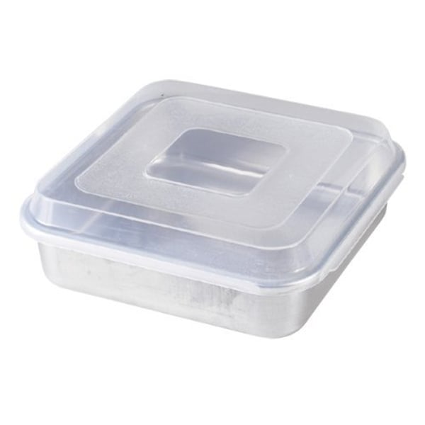 Nordic Ware Natural Aluminum Commercial Square Cake Pan With Lid, Exterior 9.88 X 9.88 Inches