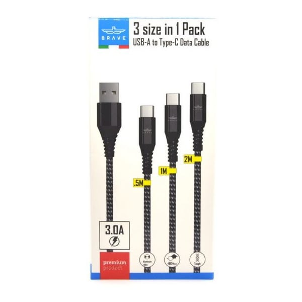 Brave 3 Type C Charging Cable 0.5/1/2M Black Brave 3 Type C Charging Cable 0.5/1/2M Black