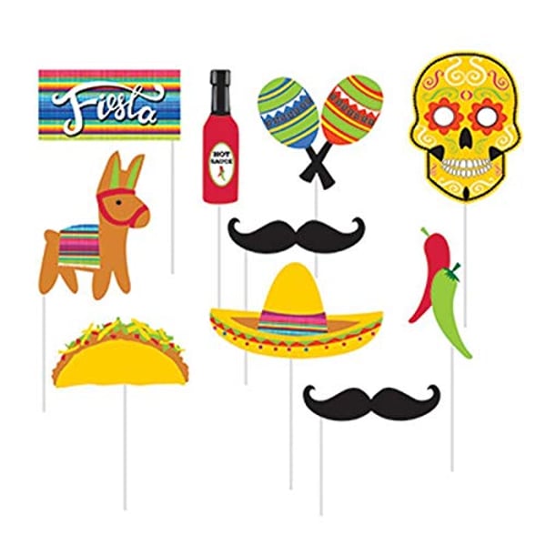 Creative Converting 10-Piece Photo Props For Party, Serape Fiesta Creative Converting 10-Piece Photo Props For Party, Serape Fiesta
