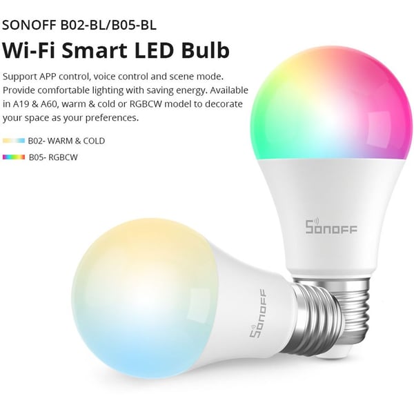 Sonoff Wi-Fi Smart LED Bulb APP and Voice Control Warm & Cold