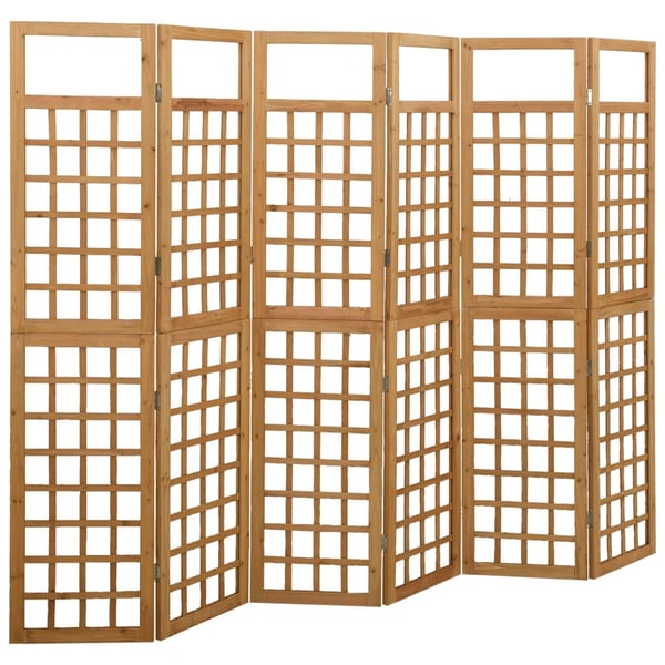 Vidaxl 6-panel Room Divider/trellis Solid Fir Wood 242.5x180 Cm