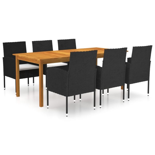 vidaXL 7 Piece Garden Dining Set Black vidaXL 7 Piece Garden Dining Set Black