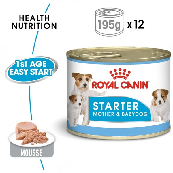 Royal Canin Starter Mousse Dog Food - Wet Food (195g x 12)