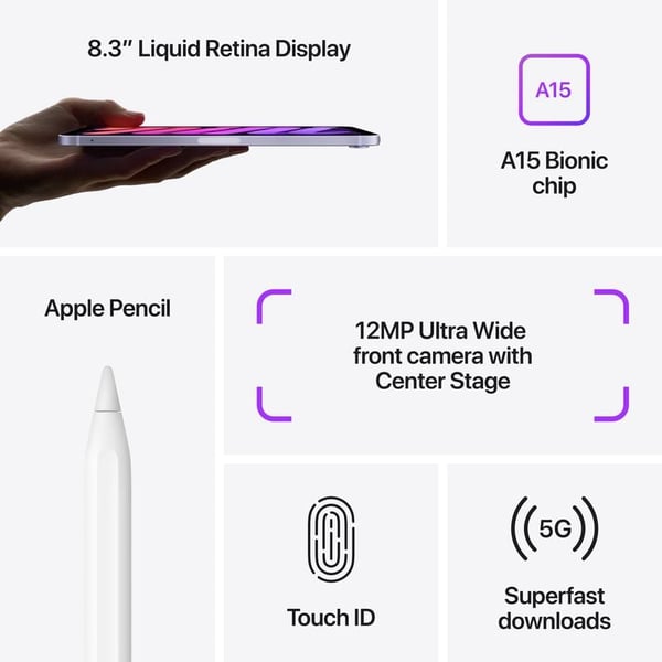 iPad mini (2021) WiFi 64GB 8.3inch Purple (FaceTime - International Specs) iPad mini (2021) WiFi 64GB 8.3inch Purple (FaceTime - International Specs)