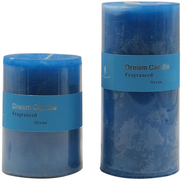 Luminara Single Tone Ocean Wax Blue Pillar Candle 7*15 cm
