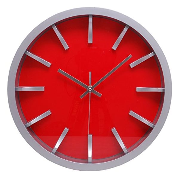 Buy Kieragrace Watch Wall Clock, 12-Inch, Red Face With 3D Dial