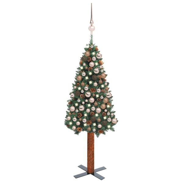 Buy vidaXL Slim Christmas Tree with LEDs&Ball Set Green 180 cm PVC