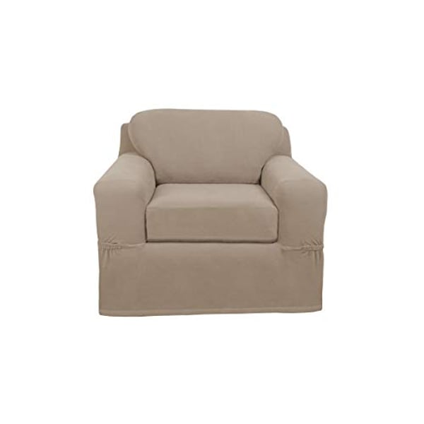 Maytex Pixel Ultra Soft Stretch 2 Piece Arm Furniture Cover, Sand Chair Slipcover