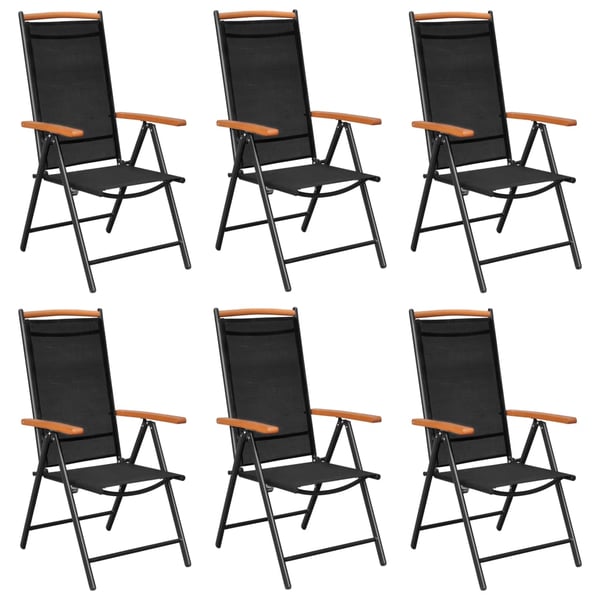 vidaXL Folding Garden Chairs 6 pcs Textilene Black
