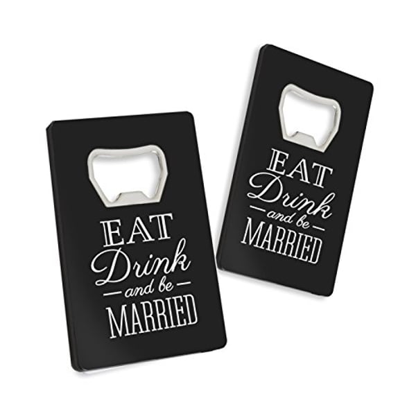 Kate Aspen Eat, Drink And Be Married Pocket Sized Bottle Opener, Black, Set Of 12 Kate Aspen Eat, Drink And Be Married Pocket Sized Bottle Opener, Black, Set Of 12