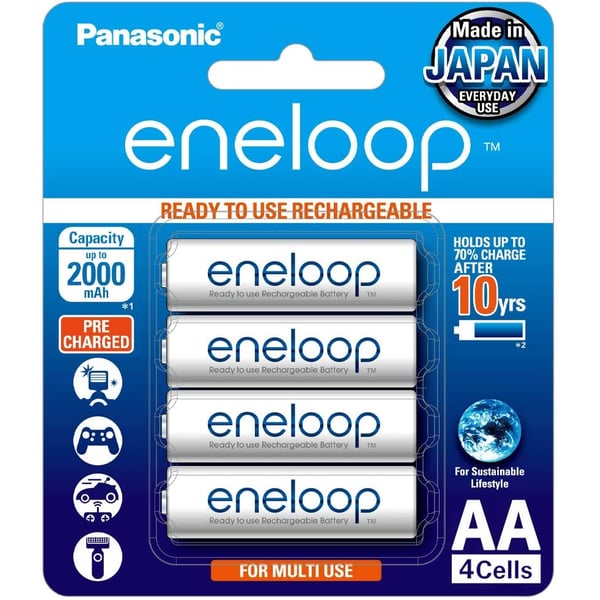 Panasonic Eneloop Aa X 4 (2000 Ni-mh) Rechargeable ,4-batteries Pre Charged