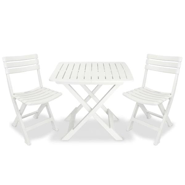vidaXL 3 Piece Folding Bistro Set Plastic White vidaXL 3 Piece Folding Bistro Set Plastic White