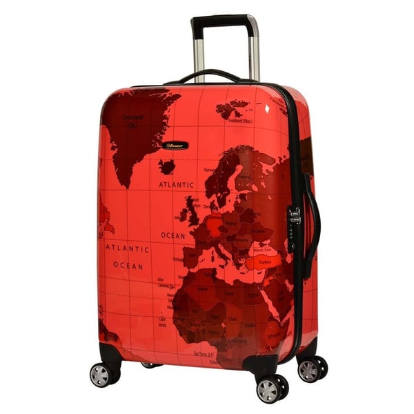 Eminent Map Spinner Trolley Luggage Bag RED 24inch - KF3224RED