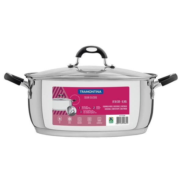 Tramontina Casserole With Triple Bottom And Glass Lid 30cm Tramontina Casserole With Triple Bottom And Glass Lid 30cm