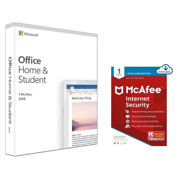 Buy Microsoft Office Home And Student 2019 Mcafee Internet Security Bundle Online In Uae Sharaf Dg