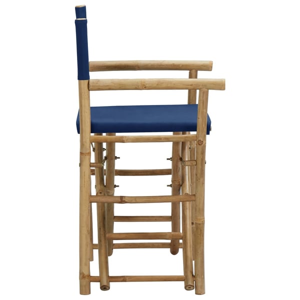 vidaXL Folding Director's Chairs 2 pcs Blue Bamboo and Fabric