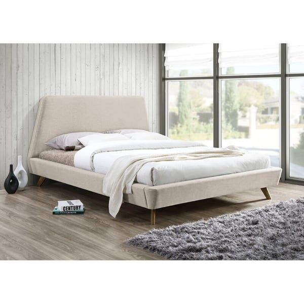 AH Furniture - Arroyo Upholstered Platform in Queen Size in Beige Color - 110013