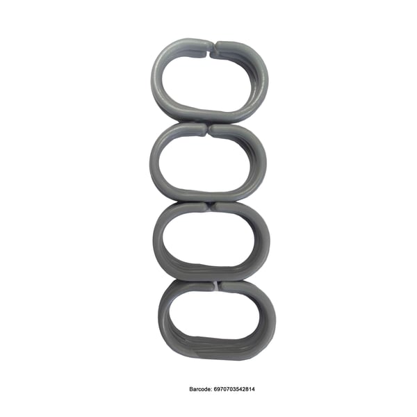 Feelings 12pcs Plastic Shower Curtain Rings Grey