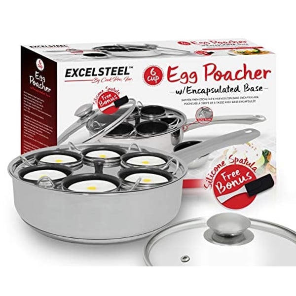 Excelsteel Non Stick Easy Use Rust Resistant Home Kitchen Breakfast Brunch Induction Cooktop Egg Poacher, 6 Cup, Stainless Steel Excelsteel Non Stick Easy Use Rust Resistant Home Kitchen Breakfast Brunch Induction Cooktop Egg Poacher, 6 Cup, Stainless Steel