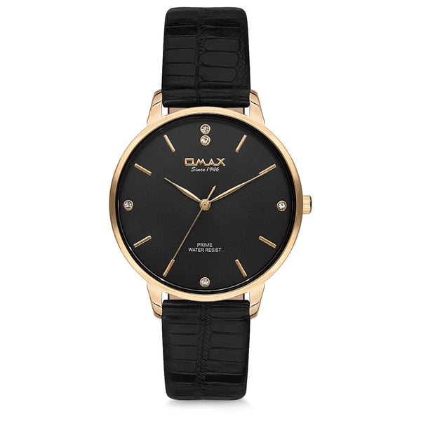 Omax Prime Collection Black Leather Analog Watch For Women PM003G22I