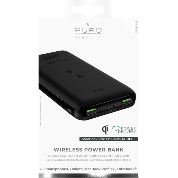 Puro Power Bank Premium Fast Charger 18000mAh 2USB-A+1USB-C